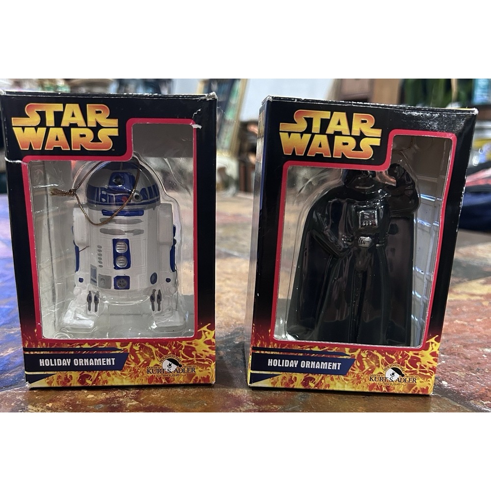 VTG Star Wars DARTH VADER R2D2 Ornaments 2005 Kurt Adler NIB Christmas Figure